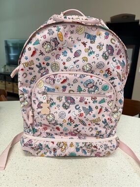 TOUS Pink Multicolor Kids Rolling Backpack with Wheels & Handle
